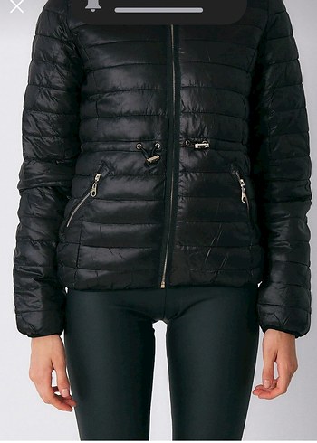 Siyah çift taraflı Kadın Mont - Görsel 5