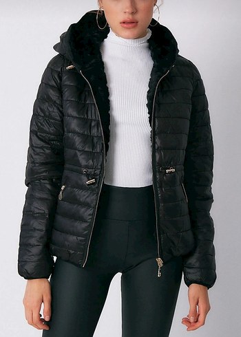 Siyah çift taraflı Kadın Mont - Görsel 2