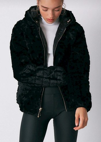 Siyah çift taraflı Kadın Mont - Görsel 3