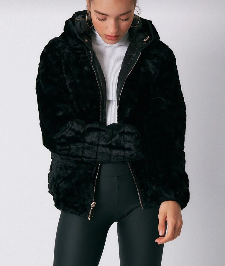 Siyah çift taraflı Kadın Mont - Görsel 3