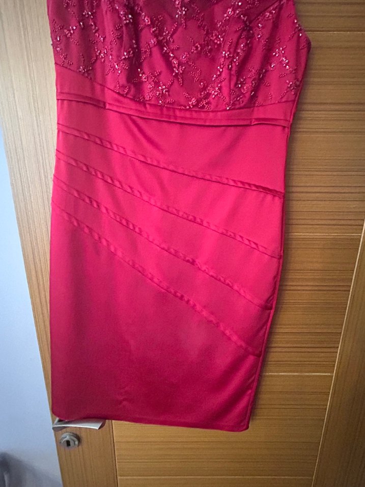 Şarap rengi , İşlemeli  Abiye  Elbise - Görsel 3