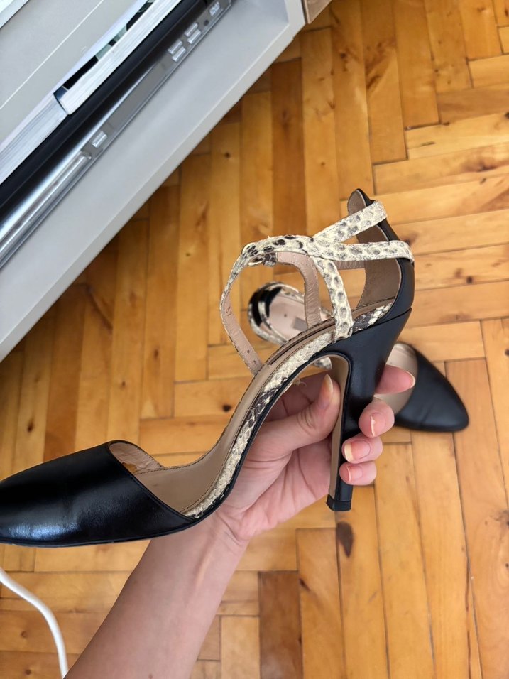 Siyah Yılan Desenli Stiletto - Görsel 4