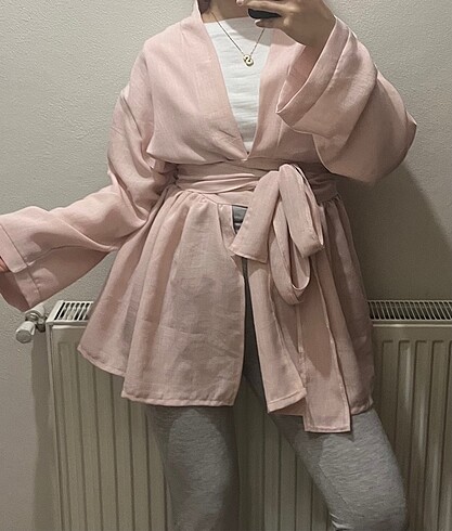 SİMLİ KUMAŞ fırfırlı keten kimono