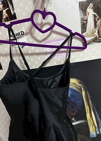 Siyah İnce Askılı Midi Gotik Elbise - Görsel 2