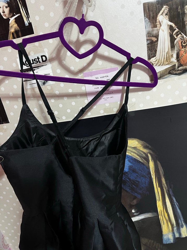 Siyah İnce Askılı Midi Gotik Elbise - Görsel 2