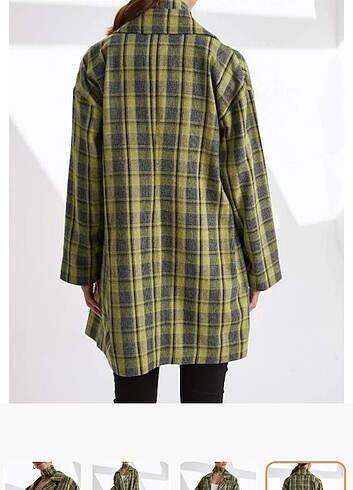 Chokerli Oversize ekoseli ceket - Görsel 6