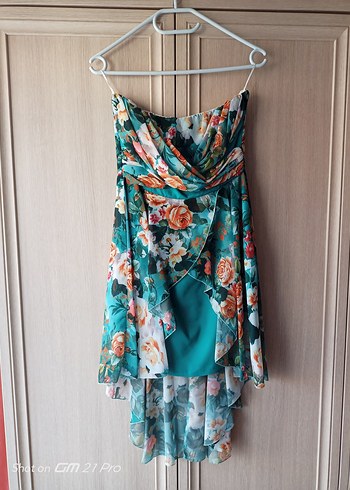 Bohem Drapeli Mini Straplez Elbise