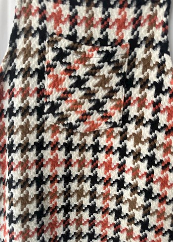 Kahverengi Kareli Midi Elbise - Görsel 7