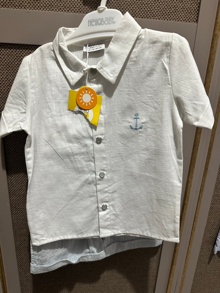 Erkek Çocuk Keten Kısa Kollu Gömlek - Görsel 4