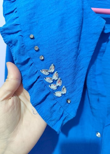 Mavi Düğmeli Kadın Gömlek.  Markanin ürünü - Görsel 4