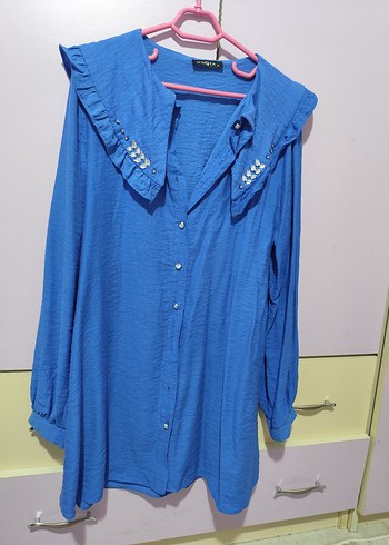 Mavi Düğmeli Kadın Gömlek.  Markanin ürünü - Görsel 7