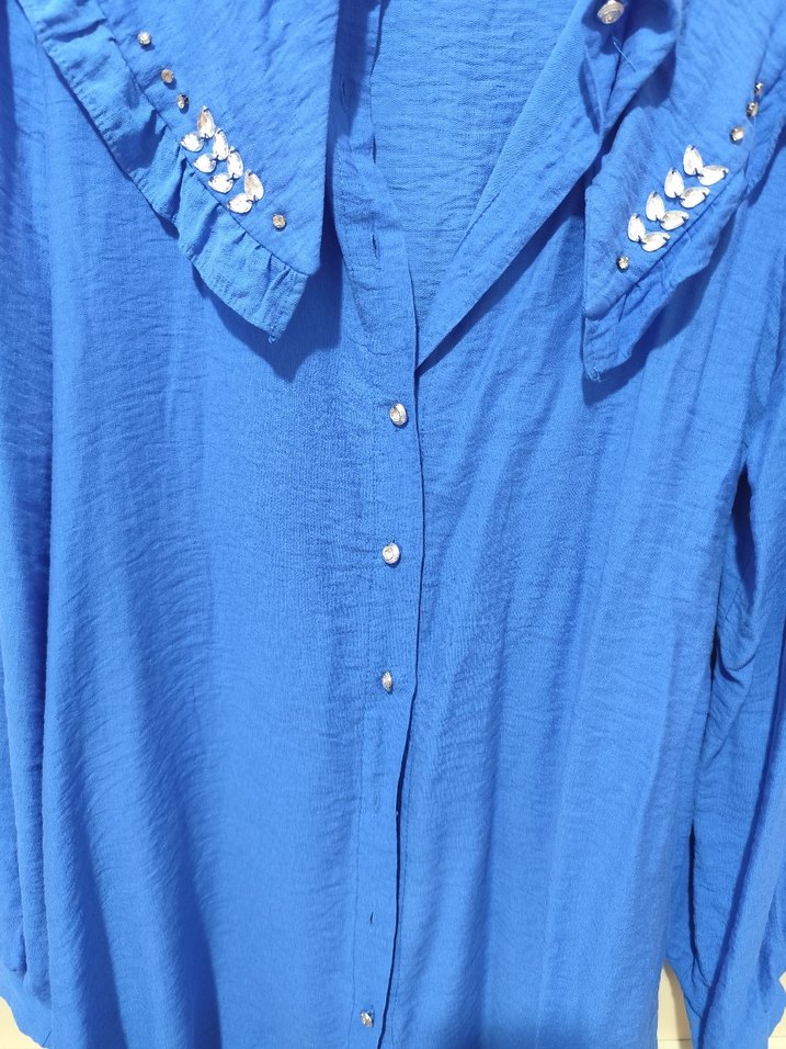 Mavi Düğmeli Kadın Gömlek.  Markanin ürünü - Görsel 5