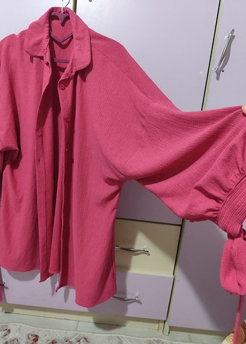 Pembe Keten Uzun Kollu Gömlek - Görsel 3