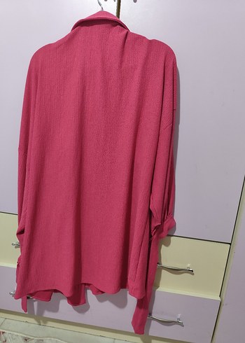 Pembe Keten Uzun Kollu Gömlek - Görsel 4