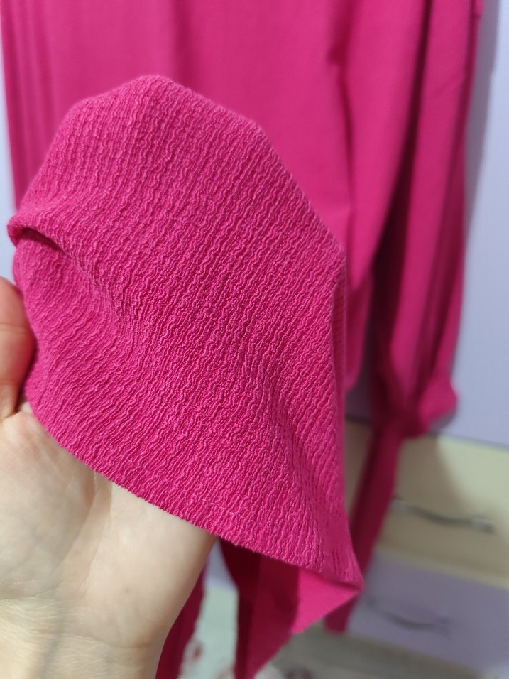 Pembe Keten Uzun Kollu Gömlek - Görsel 5