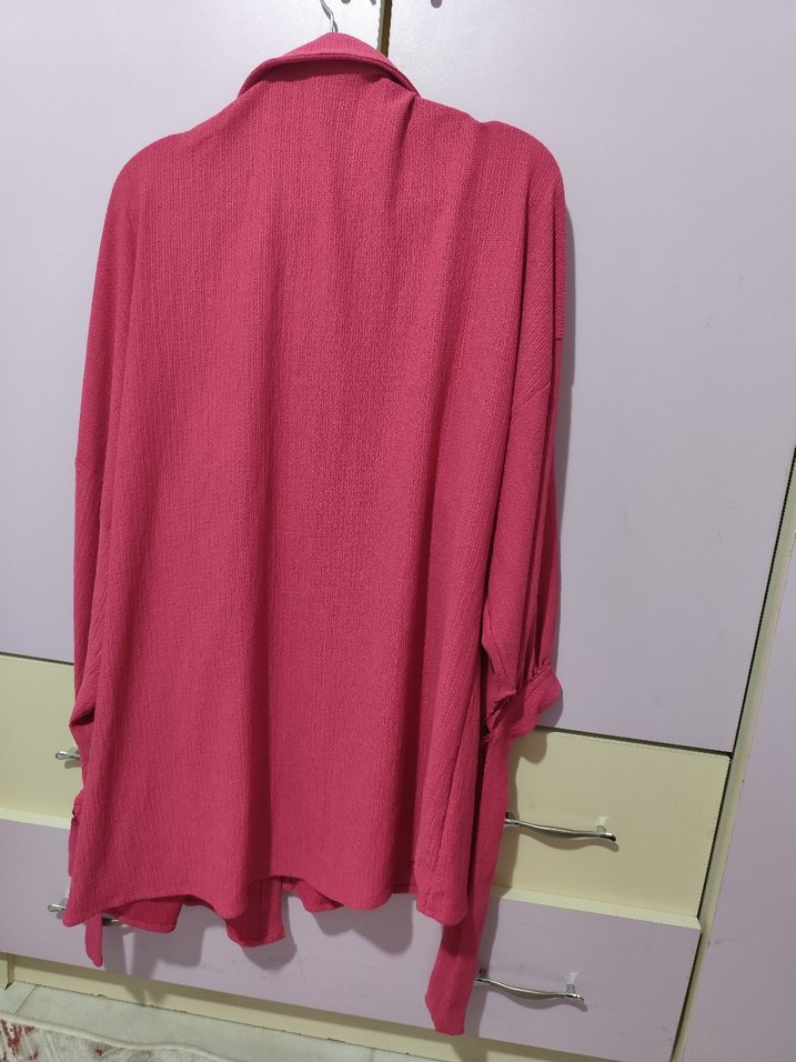 Pembe Keten Uzun Kollu Gömlek - Görsel 4