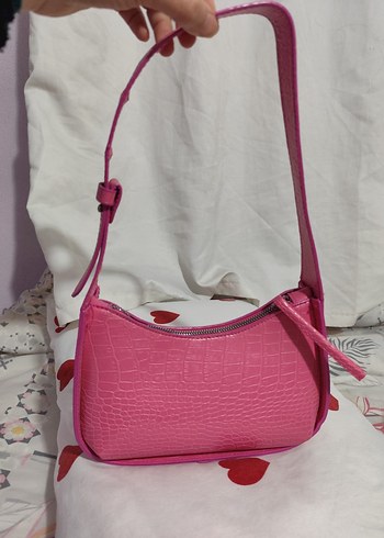 Pembe Deri Yılan Desenli Kadın Çanta - Görsel 5