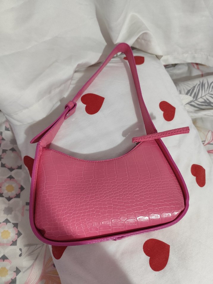 Pembe Deri Yılan Desenli Kadın Çanta - Görsel 2