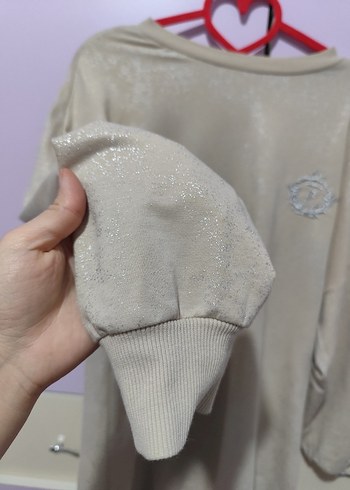 Bej Uzun Kollu Kadın Sweatshirt - Görsel 3