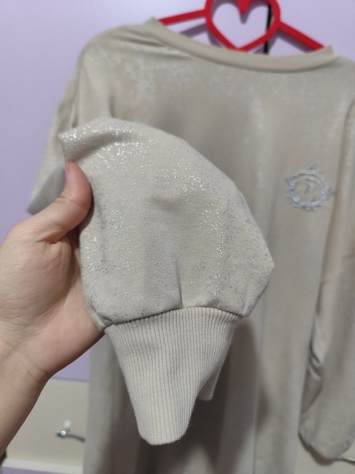 Bej Uzun Kollu Kadın Sweatshirt - Görsel 3