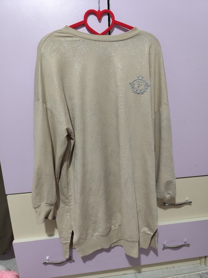 Bej Uzun Kollu Kadın Sweatshirt - Görsel 2