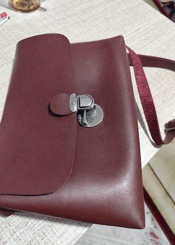 Bordo Deri Kadın Çanta - Görsel 3