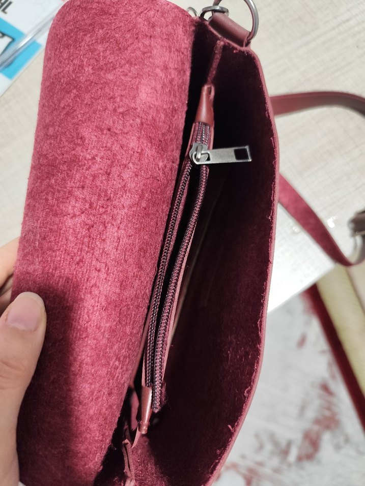 Bordo Deri Kadın Çanta - Görsel 4