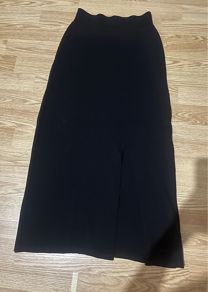 Etek örme yandan yırtmaçlı beli lastikli - Görsel 3