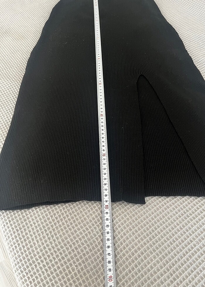 Etek örme yandan yırtmaçlı beli lastikli - Görsel 2