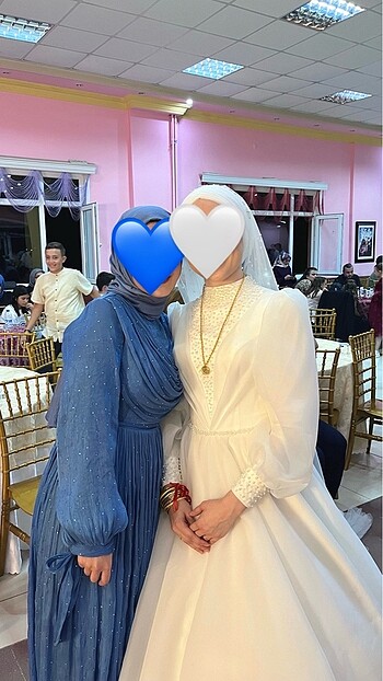 Diğer Mavi taşlı yoryo kumaş tesettür abiye elbise