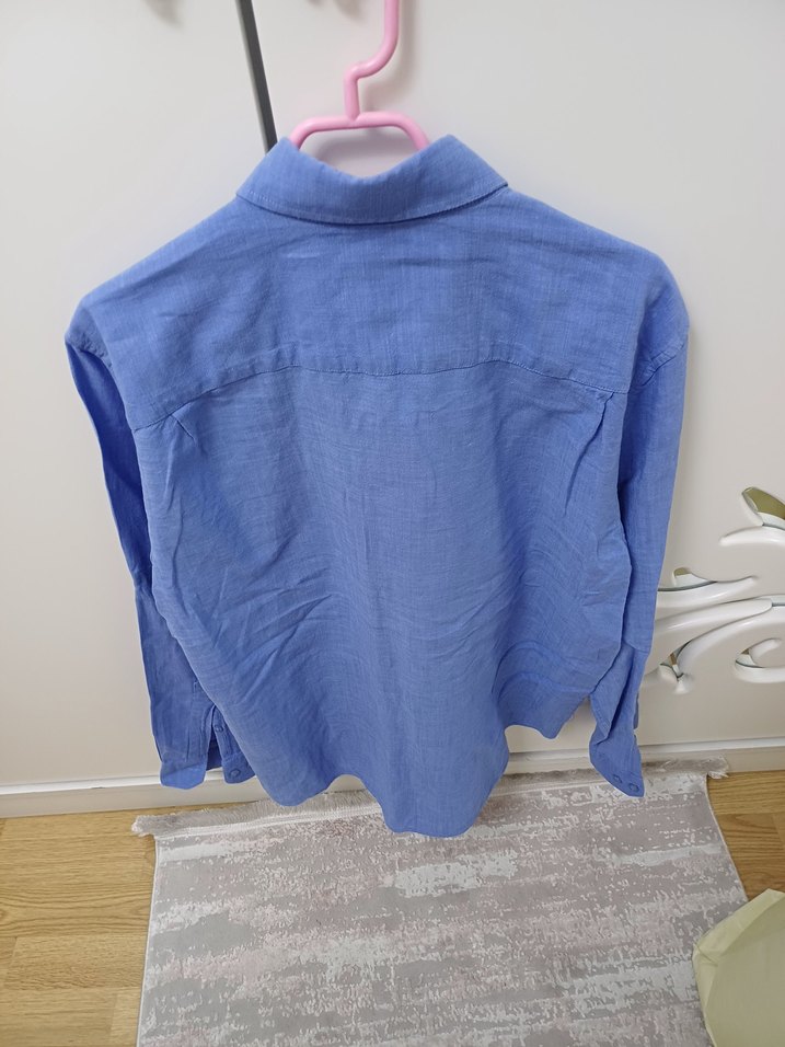 Mav renk i Keten Erkek Gömlek, Uzun Kollu, Regular Fit - Görsel 2