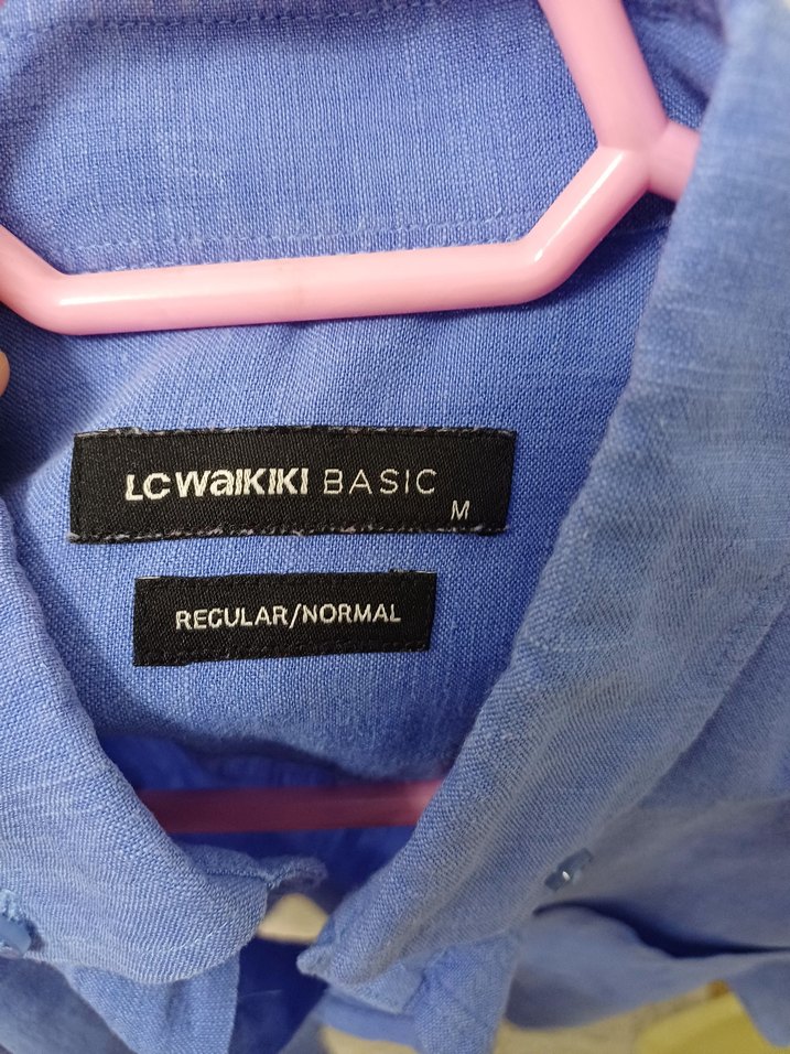 Mav renk i Keten Erkek Gömlek, Uzun Kollu, Regular Fit - Görsel 3