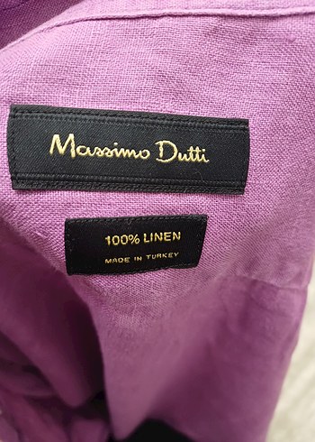 Mor Keten Erkek Gömlek, Düğmeli, Uzun Kollu - Görsel 4