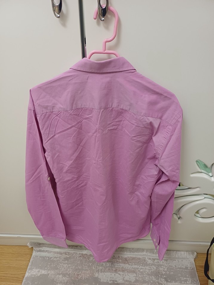 Düğmeli Açık Pembe Keten Erkek Gömlek - Görsel 2