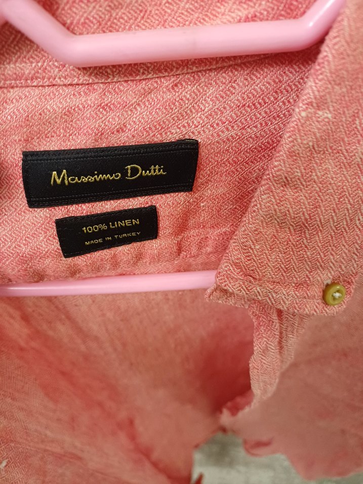 Pembe Keten Düğmeli Erkek Gömlek - Görsel 3