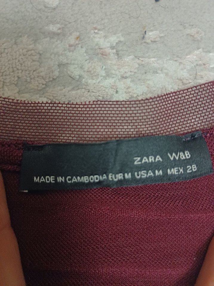 Bordo V Yakalı Kadın Uzun Kollu Gömlek - Görsel 3