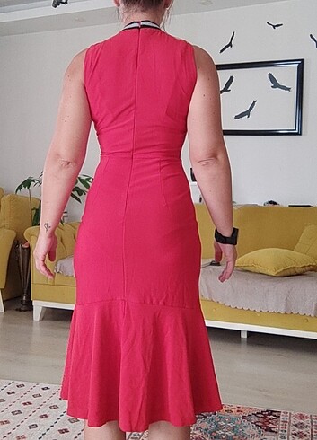 m Beden kırmızı Renk Kırmızı ofis elbisesi 