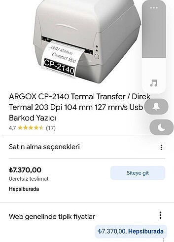 Argox cp2140 barkod yazici 