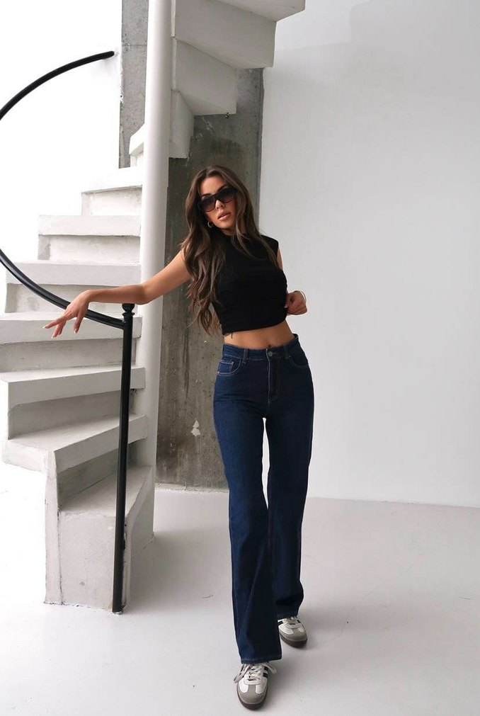 Lacivert Midi Boy Kadın Denim Pantolon - Görsel 2