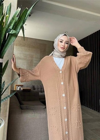 Pembe Uzun Örgü Salaş Hırka - Görsel 2