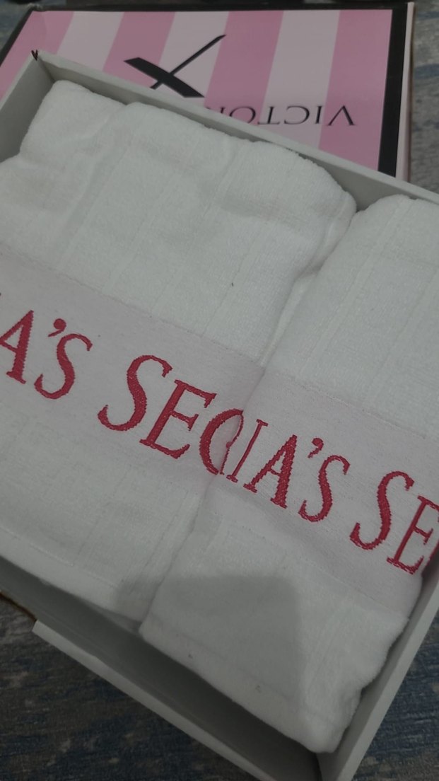 Mavi Parlak Baskılı Havlu VUI Detaylı - Görsel 2