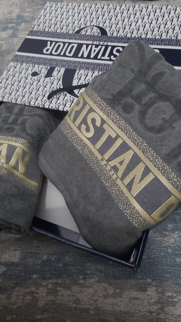 Mavi Parlak Baskılı Havlu VUI Detaylı - Görsel 3