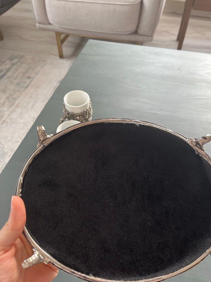 Gri Beyaz Seramik Fincan ve Tepsi Seti - Görsel 5