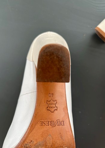 Klasik Beyaz Kadın Blok Topuklu Stiletto - Görsel 2