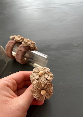 Bej Vintage Boncuklu Peçete Yüzüğü - Görsel 2