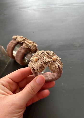 Bej Vintage Boncuklu Peçete Yüzüğü - Görsel 3