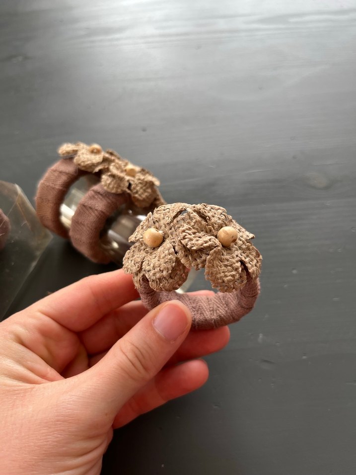 Bej Vintage Boncuklu Peçete Yüzüğü - Görsel 3