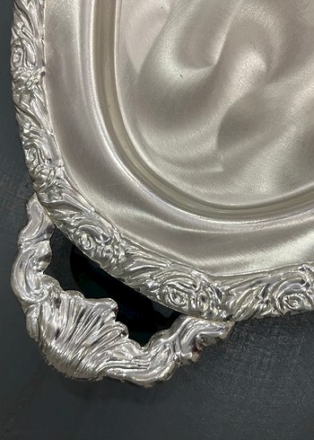 Dalgıç Şık Parlak Beyaz Oval Tepsi - Görsel 2