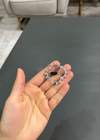 Gri Taşlı Metal Saç Tokası/yaka tokası - Görsel 3