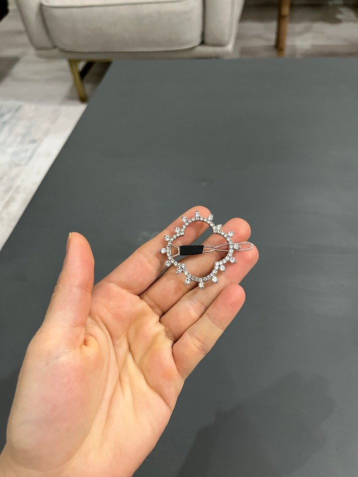 Gri Taşlı Metal Saç Tokası/yaka tokası - Görsel 3